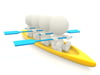 3D TEST team rowing - isolated over a white backround